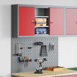 Set dulap unelte &amp; panou c&acirc;rlige de perete, 3 piese roșu metal