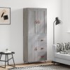 Dulap &icirc;nalt, gri sonoma, 69,5x34x180 cm, lemn compozit