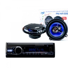 Radio MP3 player auto PNI Clementine 8524BT 4x45w + Difuzoare auto coaxiale PNI HiFi500, 100W, 12.7 cm