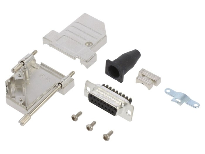 Conector D-Sub 15 pini mamă 45&deg; pe cablu