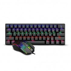 Kit tastatura si mouse T-Dagger Main Force negru iluminare Rainbow
