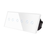 Cumpara ieftin Intrerupator triplu cu touch din sticla alba Luxion, design modern
