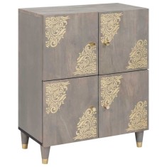 vidaXL Bufet cu raft Gri și Aur 60 x 33 x 75 cm Lemn masiv de mango