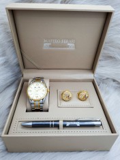 Set cadou pentru barbati Matteo Ferari, ceas, butoni, pix metalic MF061B110G foto