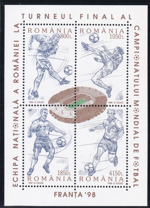 1998 LP 1455 TURNEUL FINAL AL CAMPIONATULUI MONDIAL FRANTA &#039;98 BLOC MNH