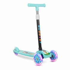 Trotineta pliabila, 3 roti cu lumini multicolore LED, reglare inaltime, verde