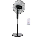 HOMCOM Ventilator de Podea cu Telecomandă, Reglabil pe &Icirc;nălțime, 3 Viteze, Unghi de &Icirc;nclinare Reglabil, Metal, Negru, &Oslash;44,5x110-124H cm | Aosom Romani