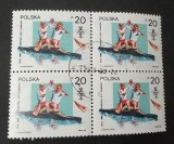 Polonia 1988 &ndash; Bloc de 4 timbre ștampilate &ndash; Jocurile Olimpice de la Seul, Canoe Sprint-A40