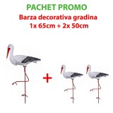 Pachet promo - Barza decorativa pentru gradina 65cm + 2x Barza decorativa pentru gradina 50cm