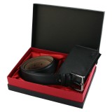 Set cadou pentru barbati Curea si portofel din piele, Negru