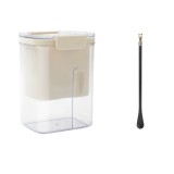 Kit presa pentru branza, flippy, filtru de iaurt, strecuratoare de iaurt grecesc, filtru de lapte, 18x9.7x13 cm, lingura neagra 20x1.6 cm, alb