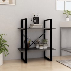 vidaXL Bibliotecă cu 2 rafturi, gri, 60x30x70 cm, lemn masiv de pin