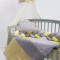 Lenjerie MyKids 8 piese Gray-Yellow cu baldachin 120x60 cm