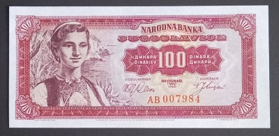 Yugoslavia, 100 Dinari 1963, UNC. foto