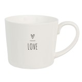 Cumpara ieftin Set 2 cani ceramica neagra alba Love 12x8x7 cm, 275 ml