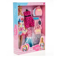Păpușă Manechin, Betty, Vorbitoare, Rochii și Accesorii, Multicolor, Set 3+ Ani