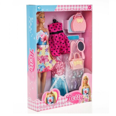 Păpușă Manechin, Betty, Vorbitoare, Rochii și Accesorii, Multicolor, Set 3+ Ani foto
