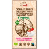 Ciocolata alba cu iaurt si capsuni Bio, 100g, Chocolates Sole