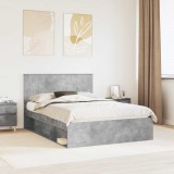vidaXL Cadru de pat cu headboard Beton 140 x 200 cm Lemn de pin masiv 3411004