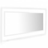 Oglindă de baie cu LED, alb extralucios, 100x8,5x37 cm, vidaXL
