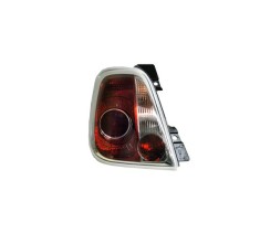 Stop spate lampa Fiat 500 (312), 03.2007-08.2015, Cabrio, partea Stanga, cu lampa ceata Spate, tip bec P21W+PY21W+R10W; rama argintie; fara soclu bec