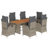 Cumpara ieftin Set mobilier de gradina cu perne, 7 piese, gri, poliratan