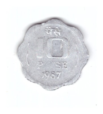 Moneda India 10 paise 1987 Calcutta, uzata, curata foto