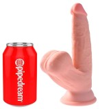 King Cock-Plus 3D Dildo cu Bile Pendulare 12.7 cm-TPE, Ventuza