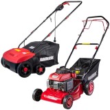 Raider RD-GLM07 + RD-ESC01 - Masina de tuns iarba pe benzina Raider 2.4 CP 41 cm 1200 m2 autopropulsie + Scarificator gazon 1400 W 32 cm 30 l