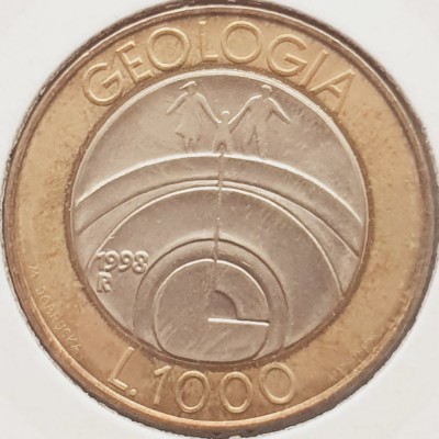 2654 San Marino 1000 Lire 1998 Man and science - Geology km 384 foto