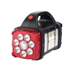 Lanterna portabila, cu incarcare solara sau USB, multifunctionala, functie de Power Bank, negru/rosu
