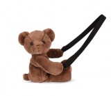 Jucarie de plus, Doudou, Ursulet, geanta crossbody, Maro, 30 cm