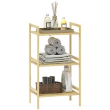 HOMCOM Raft baie 3 nivele raft din bambus 3 rafturi reglabile 5 poziții 43,5 x 31,5 x 80 cm lemn natural | Aosom Romania