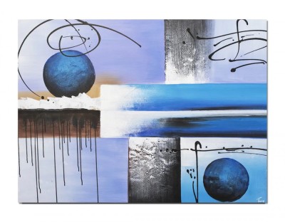 Tablou gigant abstract pictat manual, Interstelar 2, 120x90cm ulei pe panza in relief efect 3D, gata de agatat pe perete foto