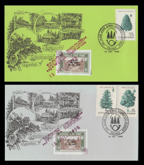 1995 Romania - Set 2 plicuri Centenarul marcilor postale locale Hohe Rinne
