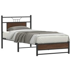 vidaXL Cadru pat fără saltea stejar maro, 90x200 cm, lemn prelucrat 4107009