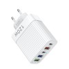 Incarcator retea 120W USB-C si USB-A 5 porturi fast charge PD universal telefon tableta alb lucios compact