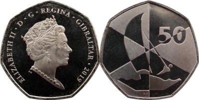 Gibraltar 2019 - 50 pence, Island Games, UNC foto