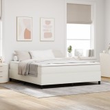 vidaXL Pat box spring cu saltea - Crem, Super King, din țesătură de corduroy
