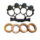 Cumpara ieftin Set 2 Boxuri Autoaparare IdeallStore, Otel Inoxidabil, Craniu/Rozeta, Negru/Auriu, 11.5/12cm, Metalic