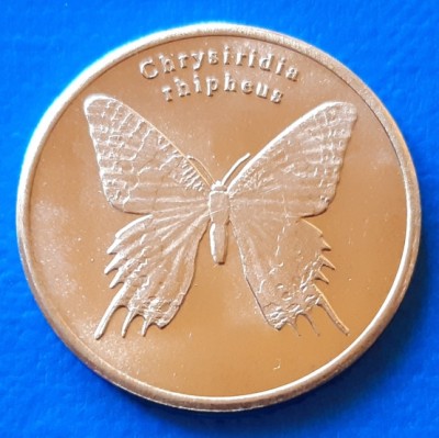 Sulawesi 5 rupia 2019 UNC Fluture Chrysiridia Rhipheus foto