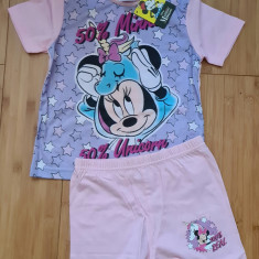 Pijama subtire vara scurta Disney roz 50% Minnie 50% Unicorn 3/4ani