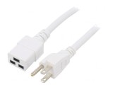 Cablu Alb 3m 15A 3x14AWG IEC C19 Mamă la NEMA 5-15 Mufă PVC