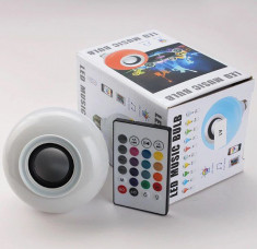 Bec led Smart Bluetooth cu difuzor 7W si telecomanda, dulie normala E27 foto