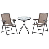 Set mobilier gradina/terasa, metal, blat sticla, maro, 1 masa, 2 scaune, Edana GartenVIP DiyLine, ART