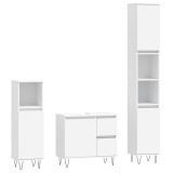 Cumpara ieftin Set mobilier de baie, 3 piese, alb, lemn compozit