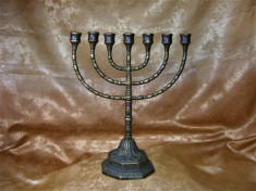 Iudaica! Menorah bronz masiv, colectie, cadou, vintage foto