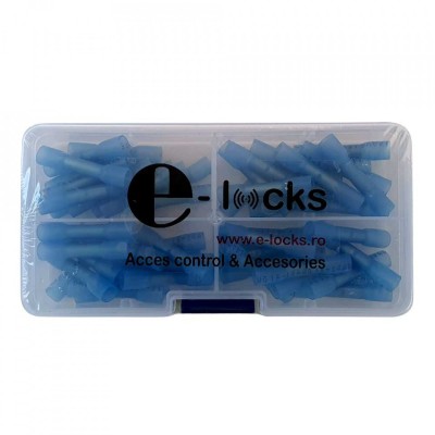 Set 50 bucati Conectori termocontractibili albastri HSC-2 1,50 - 2,50 mmp, E-LOCKS, cu sertizare si etansare IP67 pentru conductori electrici foto