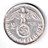 Moneda Argint Germania 2 Reichs Mark 1938 B Hindemburg VF++