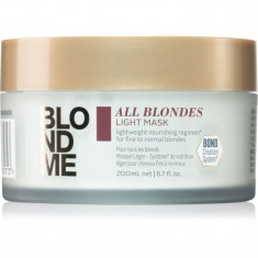 Schwarzkopf Professional Blondme All Blondes Light masca hranitoare pentru par fin si normal 200 ml